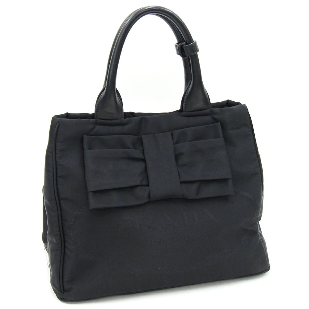 Prada Black Bow Handbag black leather